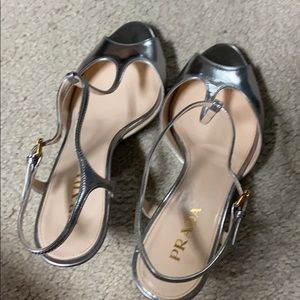 Prada silver sandals 7/12